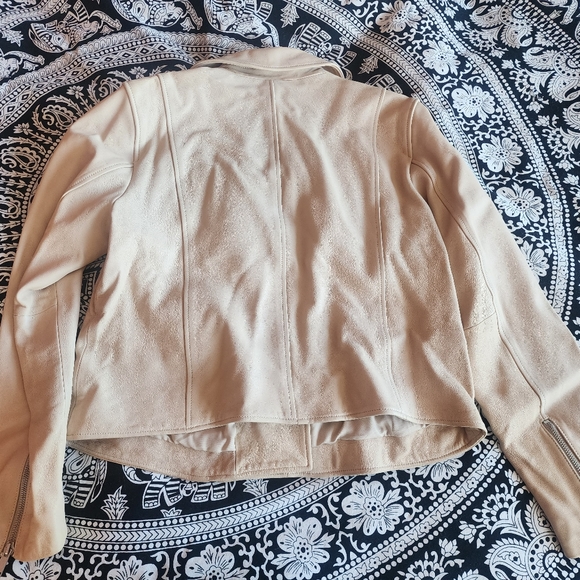 Cream Leather Moto Jacket - Picture 2 of 3